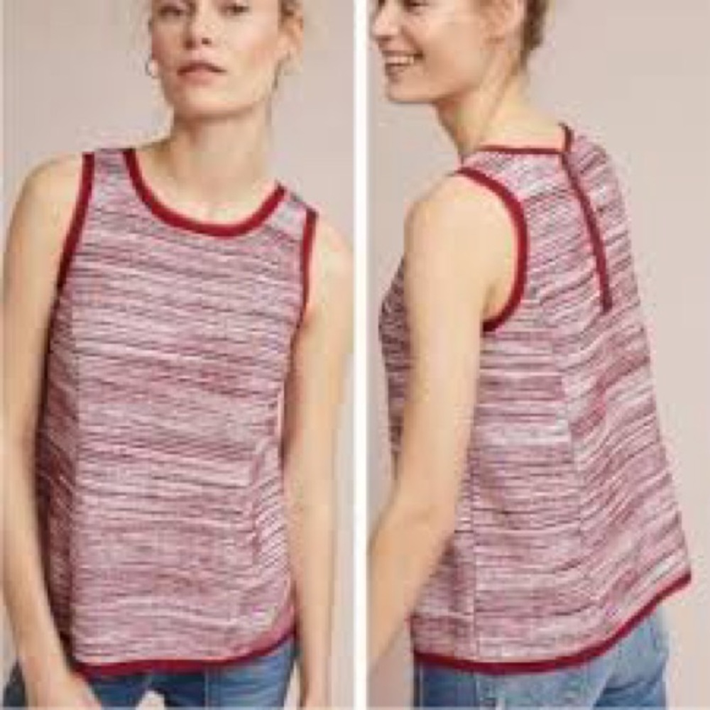 Anthropologie Red and White  Sleeveless Tank Top